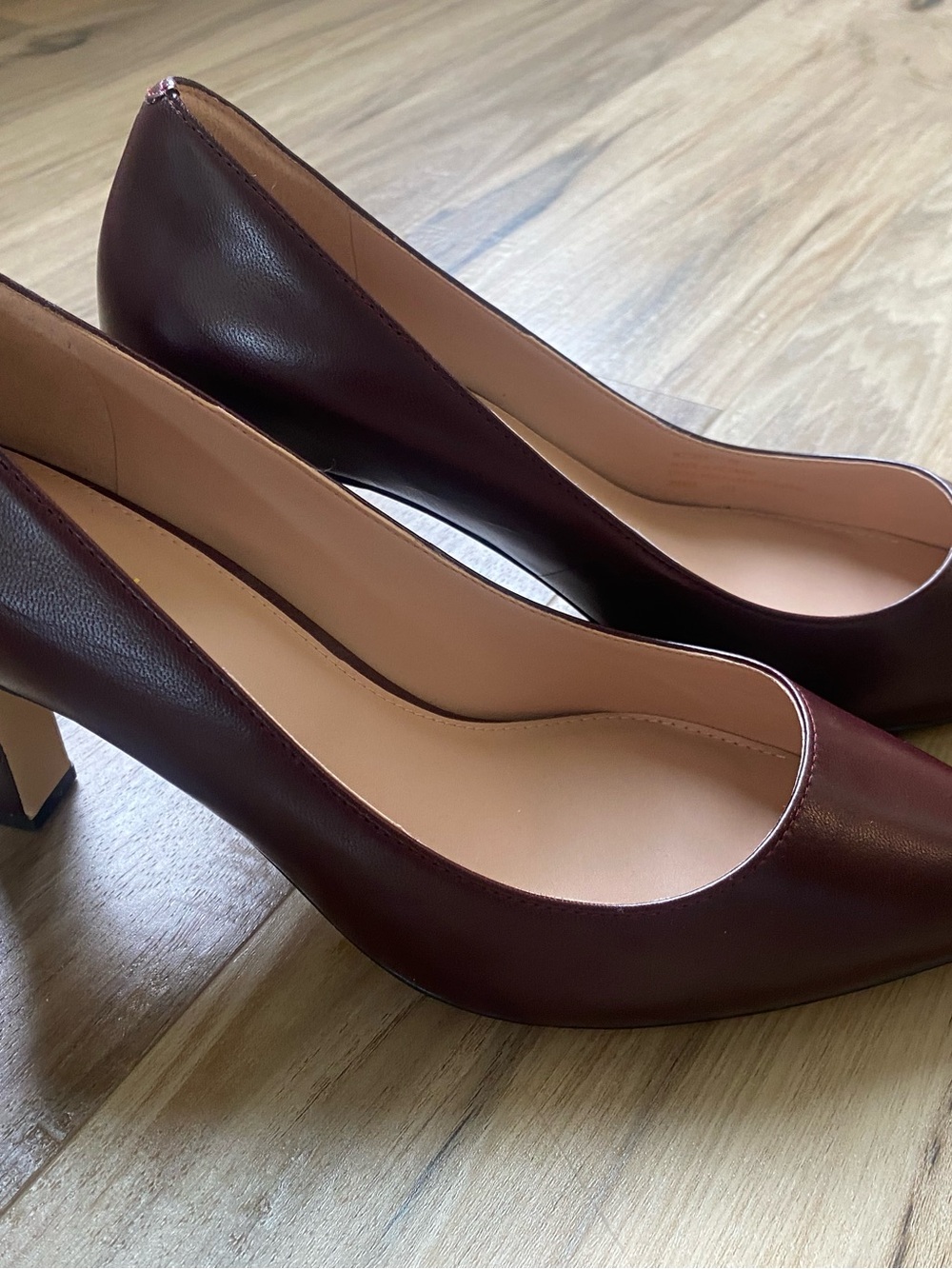 Cole Haan Women's Burgundy Leather Block Heel Pumps